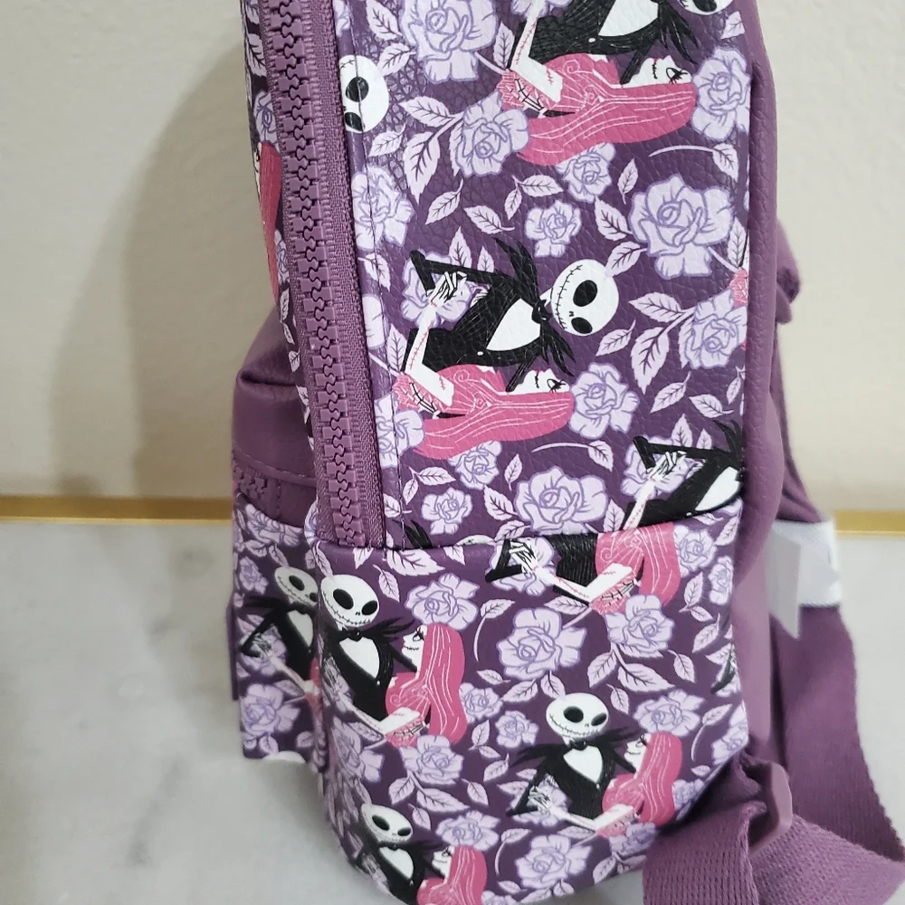 The Nightmare Before Christmas Jack And Sally Purple Rose Backpack NWT Unisex